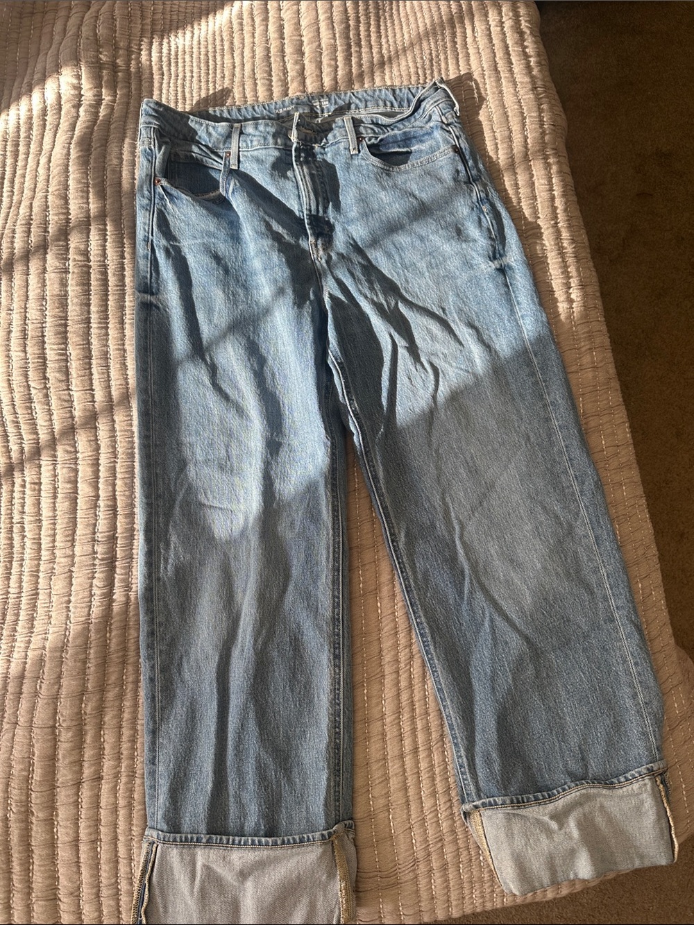 Old Navy Light Blue Cuffed Wide-Leg Jeans